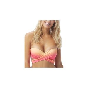 COCO REEF Women's Pink Stretch Bra-Sized Tie Bandeau Swimsuit Top 36-38C